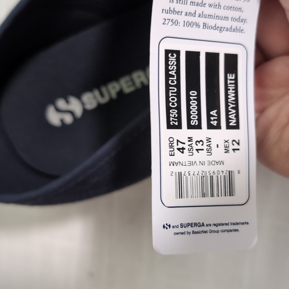 Superga sneaker shoes 2750 Cotu Classic, Navy blue, men 's Size 13, NWT - Picture 12 of 12